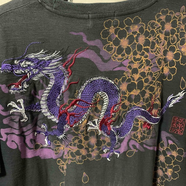 サイン・掲示用品 パネル 絡繰魂 カラクリ / 紫龍 梵字 和柄刺繍 半袖
