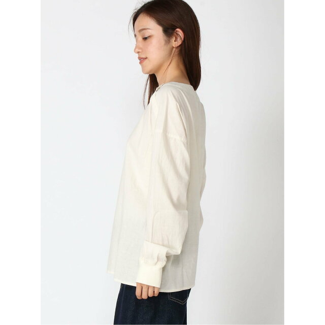 【エクリュ】B2650 リブカフス布帛ロングTシャツ