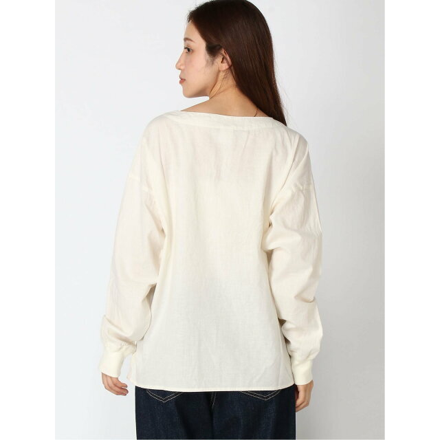 【エクリュ】B2650 リブカフス布帛ロングTシャツ