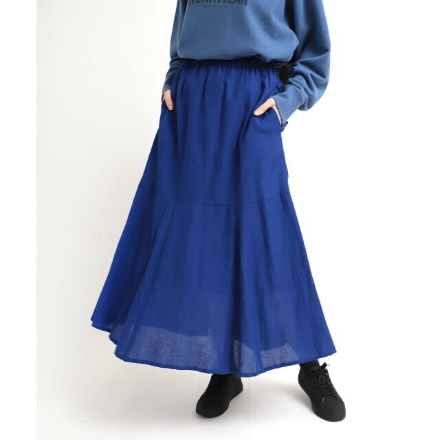 【ブルー】G1041 ティアードフレアスカート