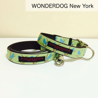 新品＊ ハンドメイド 犬の首輪&リードセット BIRDIE 青い小鳥