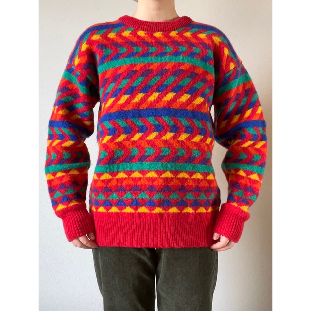 レインボーカラー ニットセーター 柄 カラフル モヘア レディースのトップス(ニット/セーター)の商品写真