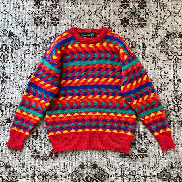 レインボーカラー ニットセーター 柄 カラフル モヘア レディースのトップス(ニット/セーター)の商品写真