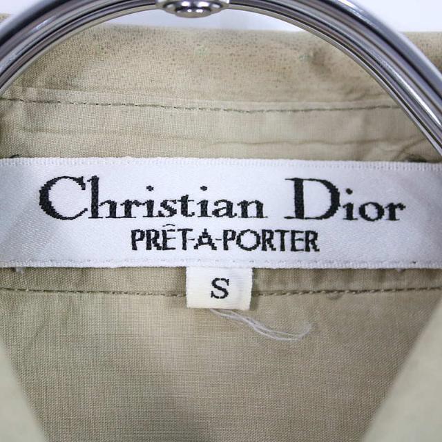 Christian Dior(クリスチャンディオール)のChristian Dior / クリスチャン ディオール | PRET-A-PORTER ロゴ刺繍長袖シャツ | S | カーキベージュ | レディース レディースのトップス(シャツ/ブラウス(長袖/七分))の商品写真