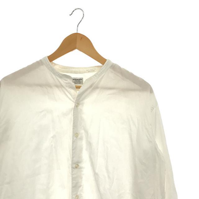ARROW(アロー)のARROW / アロー | 50s ヴィンテージ USA製 ダブルカフス ノーカラー ドレスシャツ | 16 1/2 - 32 | ホワイト メンズのトップス(Tシャツ/カットソー(七分/長袖))の商品写真