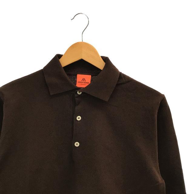 【美品】 ANDERSEN-ANDERSEN / アンデルセンアンデルセン | POLO LONG オーガニックコットンニット ポロシャツ | S | ブラウン | メンズ