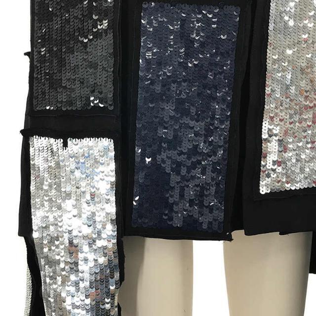 【美品】  MSGM / エムエスジーエム | スパンコール パッチワーク デザイン変形 スカート | 40 | ブラック | レディース
