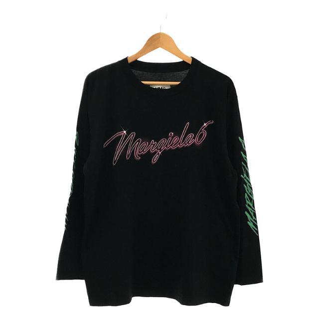 【美品】  MM6 Maison Margiela / エムエムシックス メゾンマルジェラ | 2020AW | ネオン ロゴT クルーネック 長袖Tシャツ カットソー | M | ブラック | レディース