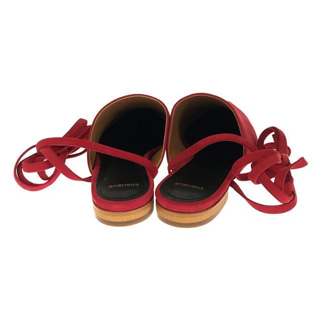 CHEMBUR(チェンバー)の【新品】  CHEMBUR / チェンバー | スエード ポインテッドトゥ フラット シューズ ミュール サンダル | 37 | レッド | レディース レディースの靴/シューズ(サンダル)の商品写真