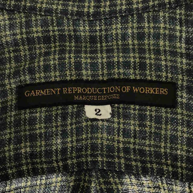 GARMENT REPRODUCTION OF WORKERS / ガーメントリプロダクションオブワーカーズ | リネン バンドカラー チェック シャツ | 2 | グリーン | メンズ