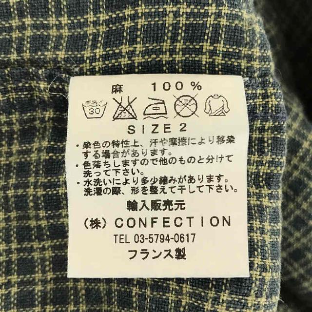 GARMENT REPRODUCTION OF WORKERS / ガーメントリプロダクションオブワーカーズ | リネン バンドカラー チェック  シャツ | 2 | グリーン | メンズ