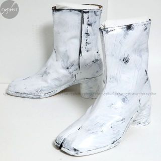 マルタンマルジェラ(Maison Martin Margiela)の41 新品 メゾンマルジェラ タビ ビアンケット ペイント レザー ブーツ 足袋(ブーツ)