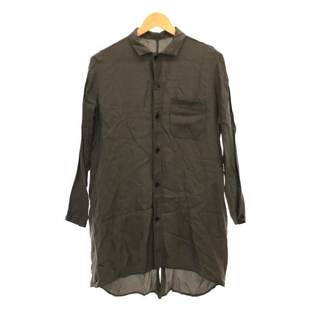 Y's / ワイズ | キュプラ グレンチェック シワ加工 ロングシャツ ジャケット | 1 | グレー | レディース