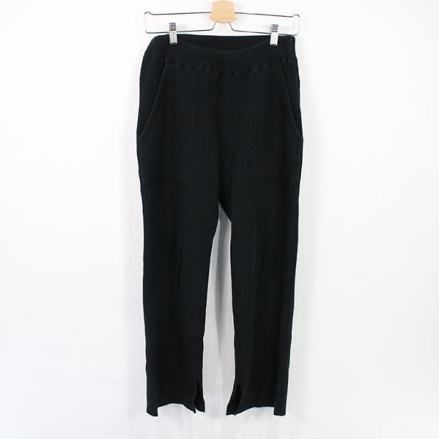 PHEENY / フィーニー | BIG WAFFLE FLARE PANTS スリットワッフルパンツ | 2 | ブラック | レディース