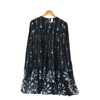 【美品】  MERLETTE / マーレット | Soliman しぼり ティアードワンピース ドレス | XS | インディゴ | レディース(ひざ丈ワンピース)