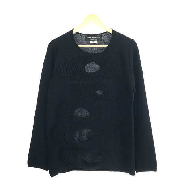 COMME des GARCONS HOMME PLUS(コムデギャルソンオムプリュス)のCOMME des GARCONS HOMME PLUS / コムデギャルソンオムプリュス | 2014AW | 異素材ドッキング 穴あき ニット | S | ブラック | メンズ メンズのトップス(ニット/セーター)の商品写真