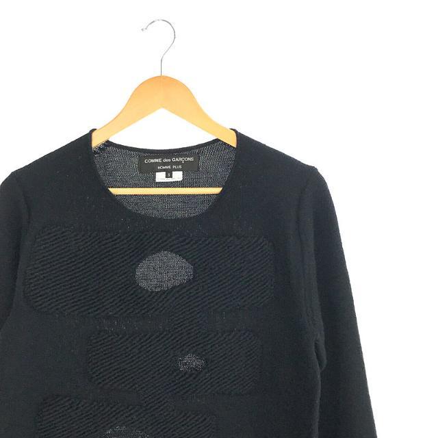 COMME des GARCONS HOMME PLUS(コムデギャルソンオムプリュス)のCOMME des GARCONS HOMME PLUS / コムデギャルソンオムプリュス | 2014AW | 異素材ドッキング 穴あき ニット | S | ブラック | メンズ メンズのトップス(ニット/セーター)の商品写真