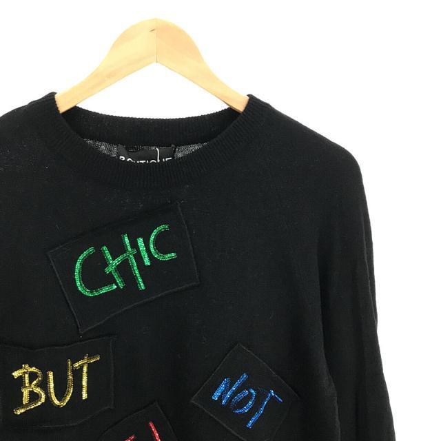 【新品】  MOSCHINO / モスキーノ | スパンコールモチーフ ウール混 ニット | 40 | ブラック | レディース