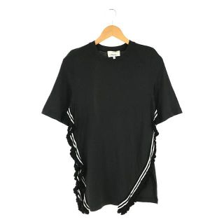 スリーワンフィリップリム(3.1 Phillip Lim)の3.1 Phillip Lim /  スリーワンフィリップリム | コットン サイド フリル ラインニット ドッキング カットソー | XS | ブラック | レディース(Tシャツ(半袖/袖なし))