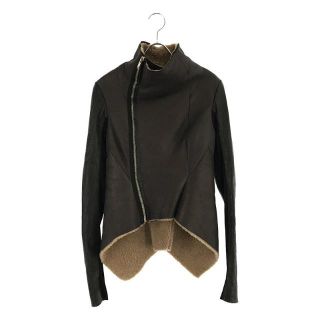 リックオウエンス(Rick Owens)のRick Owens / リックオウエンス | 変形 異素材 ボア リブ 切替 ムートン レザー ジャケット | 40 | ブラック/ブラウン | レディース(その他)