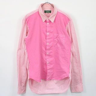 コムデギャルソンオムプリュス(COMME des GARCONS HOMME PLUS)のCOMME des GARCONS HOMME PLUS / コムデギャルソンオムプリュス | 2009AW | EVERGREEN ポリ縮絨切替 ストライプシャツ | S | ピンク | メンズ(Tシャツ/カットソー(七分/長袖))