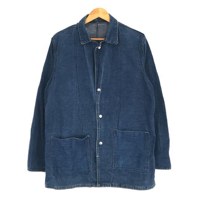 【美品】  VINTAGE / ヴィンテージ  | 推定50s～60s unknown ステンシル 2ポケット セルビッチ 濃紺 デニム カバーオール ジャケット ストアブランド  | 38 | インディゴ | メンズ