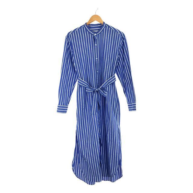 【新品】  Cristaseya / クリスタセヤ | 2020SS | イタリア製 STRIPED COTTON PYJAMA SHIRT ベルト付き ストライプ ロング シャツ ワンピース | S | ブルー | レディース