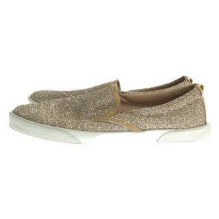 ジミーチュウ(JIMMY CHOO)のJIMMY CHOO / ジミーチュウ | スパンコール グリッター スリッポン スニーカー | 37 1/2 | ベージュ × ホワイト | レディース(スニーカー)