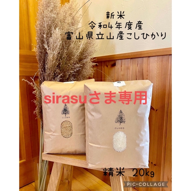 sirasuさま専用　富山県立山産こしひかり　精米20kg