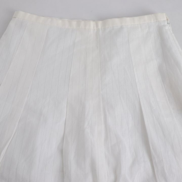 Peyton Place(ペイトンプレイス)のペイトンプレイス フレアスカート ストライプ ひざ下丈 裏地あり コットン100% レディース 9サイズ ホワイト PEYTON PLACE レディースのスカート(その他)の商品写真