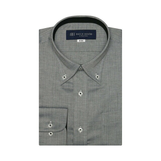 【ダークグレー】(M)【瞬間消臭】 ボタンダウンカラー 長袖 形態安定 ワイシャツ