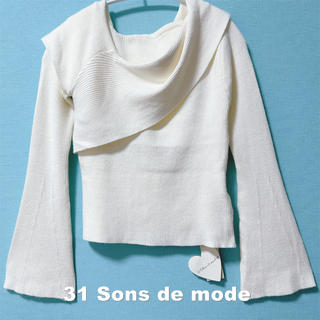 トランテアンソンドゥモード(31 Sons de mode)の【31 Sons de mode】ケープ クロップ  プルオーバー タグ付未使用(カットソー(長袖/七分))