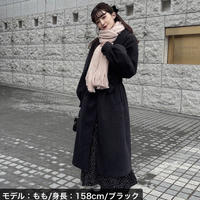 たぽ袖ウールライクロングコート　RiLi レディースのジャケット/アウター(ロングコート)の商品写真