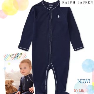 ラルフローレン(Ralph Lauren)の6m70cm 紺 ワンポイント　長袖　ロンパース　ラルフローレン(ロンパース)