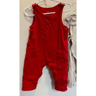 プチバトー(PETIT BATEAU)のプチバトー赤サロペット　6mois 67cm(ロンパース)