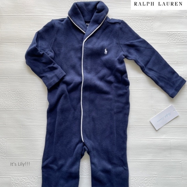 Ralph Lauren(ラルフローレン)の靴下追加　ギフトBOXラッピング　6m70cm ラルフローレン ロンパース 紺 キッズ/ベビー/マタニティのベビー服(~85cm)(ロンパース)の商品写真
