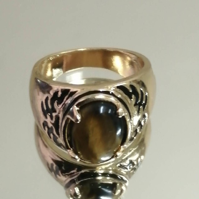 【SALE】リング メンズ アクセサリー ゴールド タイガー アイ 指輪 21号 メンズのアクセサリー(リング(指輪))の商品写真