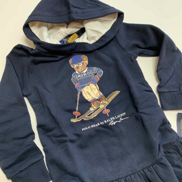 【新品】ラルフローレン ポロベア パーカー フリース ワンピース ネイビー 6