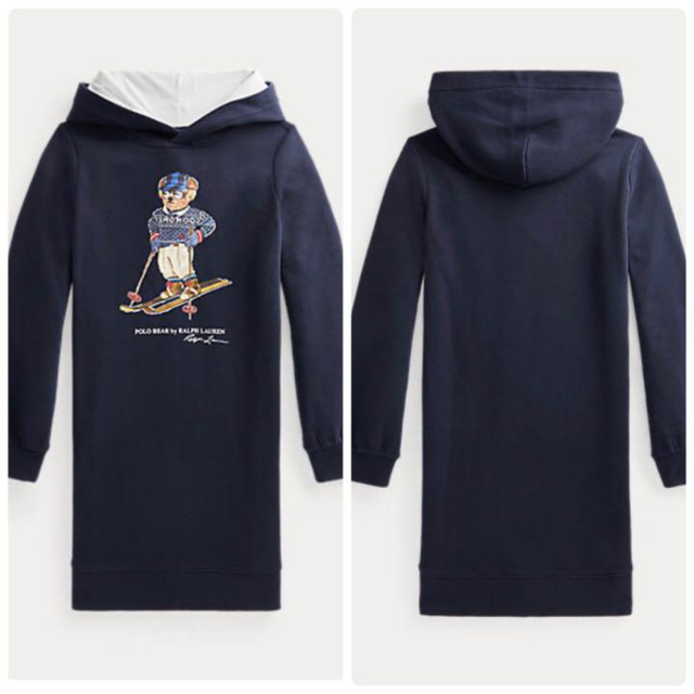 【新品】ラルフローレン ポロベア パーカー フリース ワンピース ネイビー 6