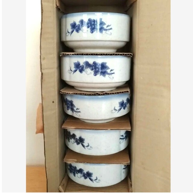 昭和レトロ　趣味の御陶器　小丼　小鉢　ぶどう柄　5個セット