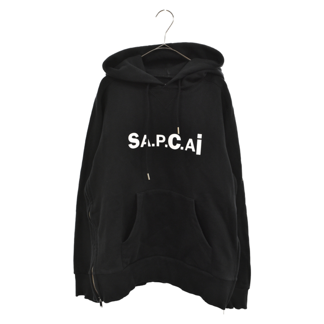 sacai(サカイ)のSacai サカイ 21SS×APCTAIYO HOODIE アーペーセー サイドジップロゴプルオーバーパーカー ブラック メンズのトップス(パーカー)の商品写真