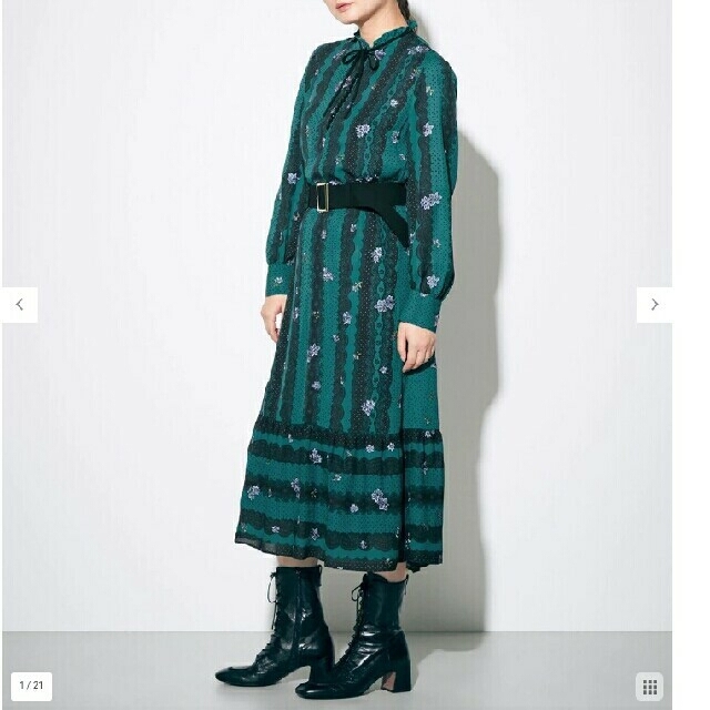 グレースコンチネンタル レースプリント刺繍ワンピース - ロング
