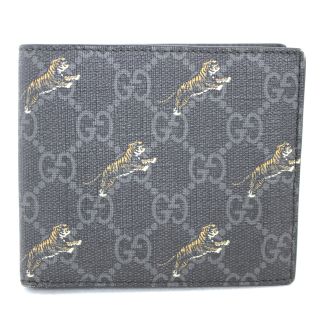 グッチ(Gucci)のグッチ GUCCI 二つ折り財布
 GGスプリーム タイガー 575132 ブラック系(折り財布)