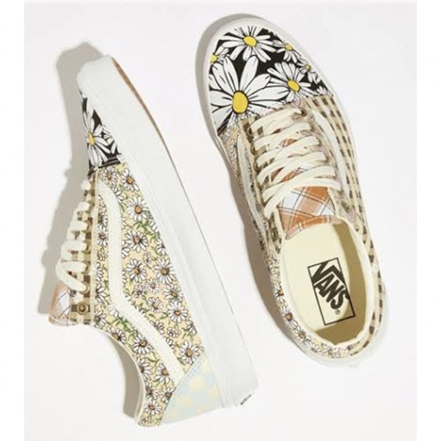 26cm【vans】US企画　オールドスクール　パッチワーク×花×チェッカー 1