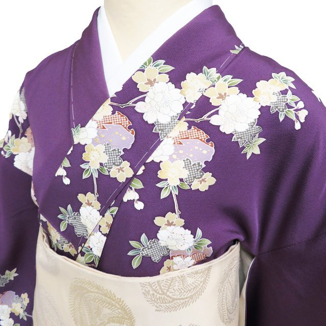 小紋 花模様 桜 楓 雪輪 着物 A793-5 M 【未使用】 【国際ブランド