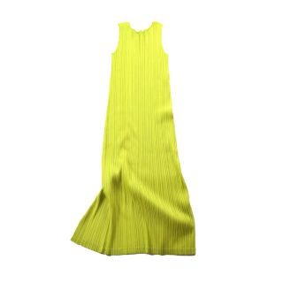 プリーツプリーズイッセイミヤケ(PLEATS PLEASE ISSEY MIYAKE)の【極美品】プリーツプリーズ　鮮やかなお色味♪ スリット　ロングワンピース(ロングワンピース/マキシワンピース)