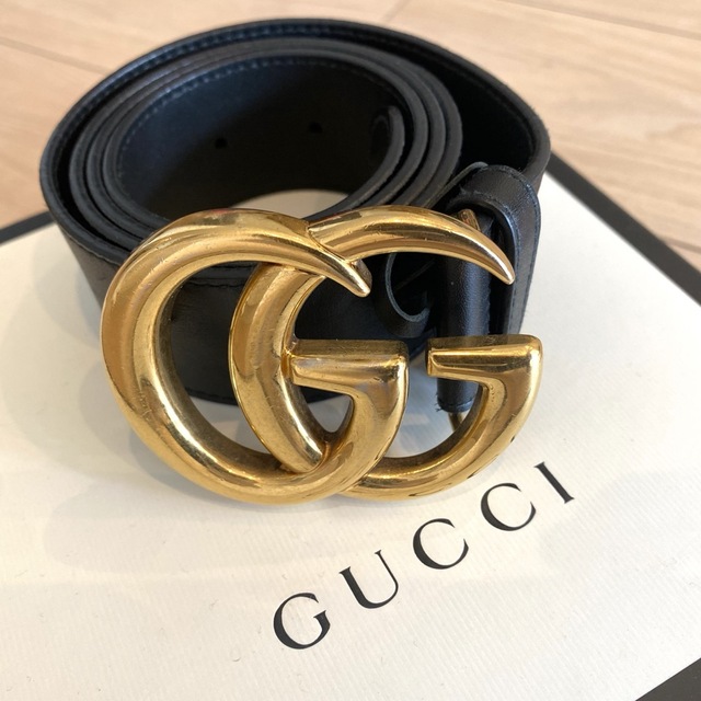 Gucci - GUCCI レザーベルトダブルGバックル 確実本物の通販 by La