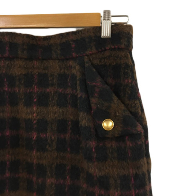 ViS(ヴィス)のビス ViS スカート 台形 膝丈 チェック S 茶 黒 ブラウン ブラック レディースのスカート(ひざ丈スカート)の商品写真
