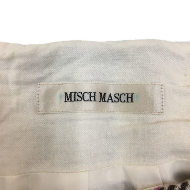 MISCH MASCH(ミッシュマッシュ)のミッシュマッシュ スカート タイト 膝丈 チェック タック ウール S 白 紫 レディースのスカート(ひざ丈スカート)の商品写真