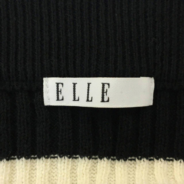 ELLE(エル)のエル セーター ニット ボートネック ボーダー 長袖 38 黒 白 レディースのトップス(ニット/セーター)の商品写真